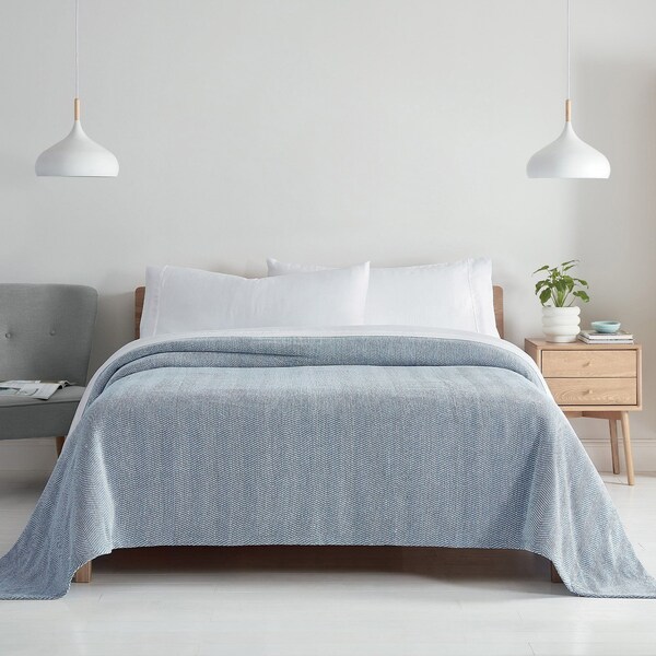 Monarch Brands Aston & Arden Waffle Blanket - King, Blue P-BLT-WFL-KG-BL - main